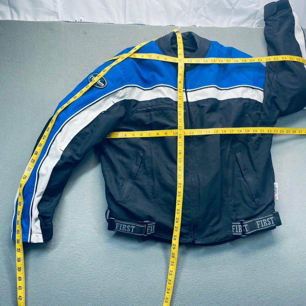 Men Motorcycle Jacket Textile Blue White Riding Gear Sportbike First Racing M - Picture 4 of 8